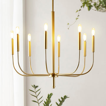 Amoros 27.25" Modern Mid-Century Iron LED Chandelier - JONATHAN Y